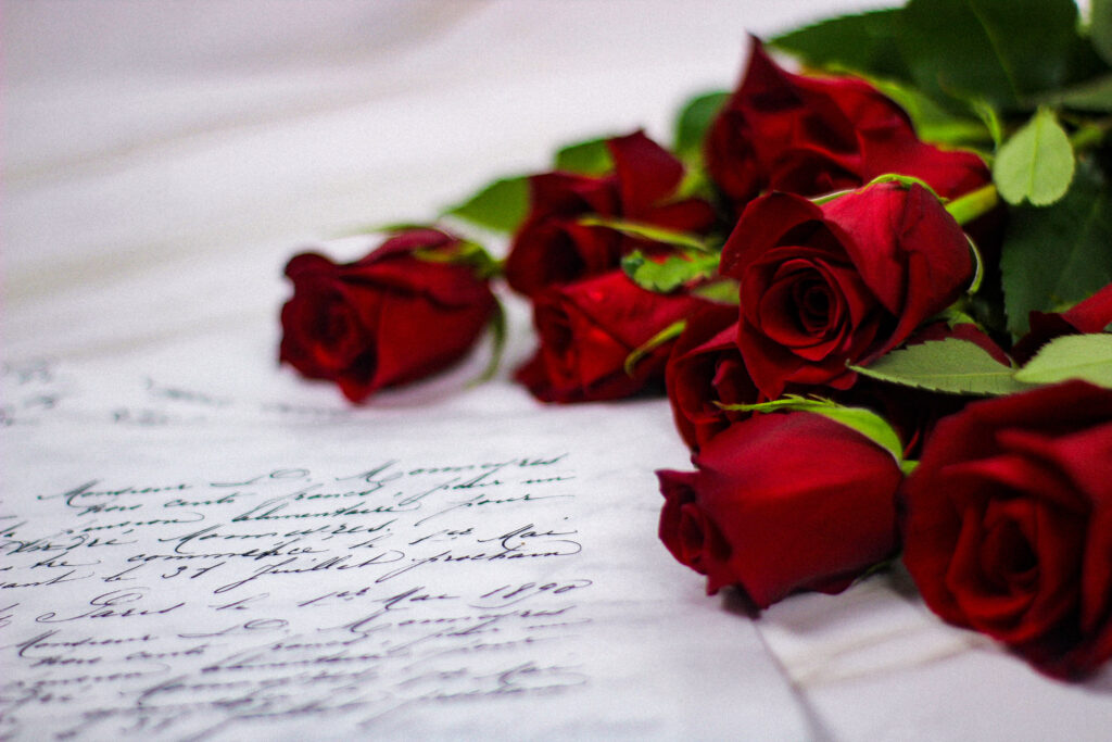 Vintage love letter roses